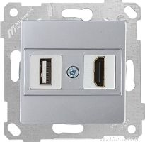 Розетка Mutlusan Rita HDMI + USB Type A, для передачи данных, нерж. сталь