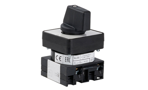 Переключатель Kripal UKT0-1-15511/E, 1P, 20A, тип 0-1←START (45°), на дверь, фронт IP65 фото 2