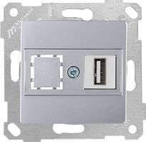 Розетка Mutlusan Rita 1xUSB Type A, для передачи данных, нерж. сталь Розетка Mutlusan Rita 1xUSB Type A, для передачи данных, нерж. сталь