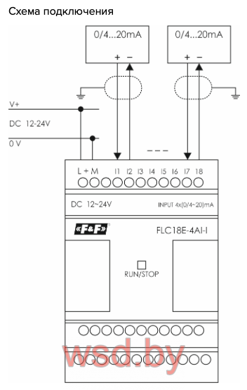 FLC18E-4AI-I Модуль аналоговых токовых входов, 4AI, 0/4-20мА, 4 модуля, монтаж на DIN-рейку 12-24В DC IP20. Фото N2
