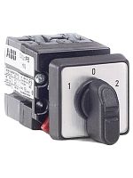 Переключатель полюсов ABB ONURR1PB, тип 1-0-2 с возвр. в 0, 25А, 1н.о./на 1 и 2, IP65, на дверь (акция)