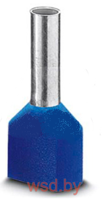 Кабельный наконечник AI-TWIN 2X 2,5 - 10 BU изолированный, двойной, сечение 2,5mm2, длина 10mm, синий (упак. 100шт.). Фото N2