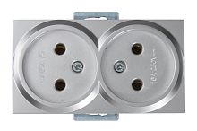 Розетка Mutlusan Rita двойная 2x2P, нерж. сталь