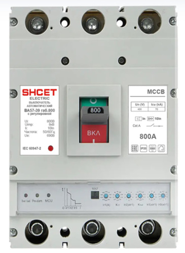 Автоматический выключатель SHСET ВА57-39 габ.800 800А с регулировкой Автоматический выключатель SHСET ВА57-39 габ.800 800А с регулировкой
