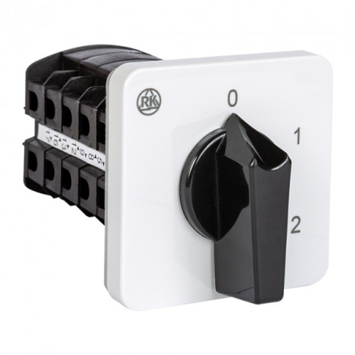 Переключатель Rade Koncar BS 16 135 U, 3P, 20A, тип 0-1-2 (60°), 3NO на 1_2, 7.5kW(400VAC по АС-23), на дверь, фронт IP40