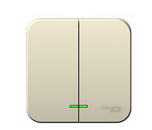 BLANCA Открытой Установки 2-клавишный выключатель с подсветкой, 6А, 250В, МОЛОЧНЫЙ (Schneider Electric) Systeme Electric