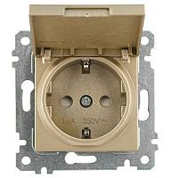 Розетка Mutlusan Rita 2P+E, с крышкой, защ. шторки, золото доре