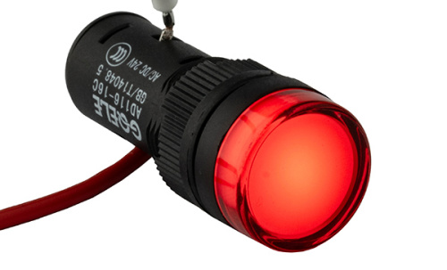 Индикатор светодиодный моноблочный GQELE AD16-16C, красный, LED 24VAC/DC, 16mm, IP50 фото 2