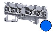 Клемма проходная Connectwell CX4/4BU /6x86,2mm, пружинная, 4 присоед., 4(max 6)mm2, 32A, 1000V, синяя