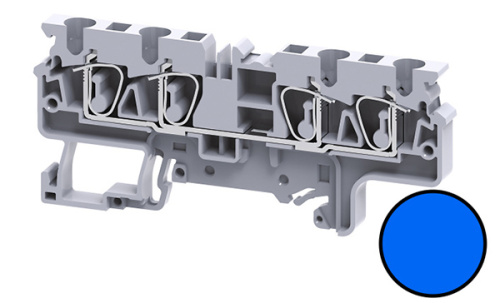 Клемма проходная Connectwell CX4/4BU /6x86,2mm, пружинная, 4 присоед., 4(max 6)mm2, 32A, 1000V, синяя