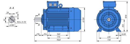 АИР355MA8 132кВт 750об/мин Электродвигатель IM 1081 (лапы) фото 2