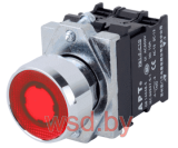 Кнопка плоская PB1S, красная, без фиксации, с подсветкой без LED, 1NO, 6A 230VAC/24VDC, 22mm, IP65