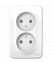 BLANCA Открытой Установки РОЗЕТКА двойная без заземления со шторками, 16А, 250В, БЕЛЫЙ (Schneider Electric) Systeme Electric