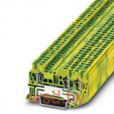 Клемма защитного проводника ST 2,5-TWIN-PE /5,2mm, пружинная, 3 присоед., 2,5(max 4)mm2, желто-зеленая