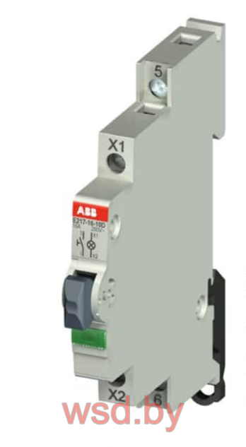 Кнопка E217-16-10D, 1NO, 16A(115_250VAC), без фикс., зеленый LED, 0,5M ABB