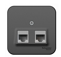BLANCA Открытой Установки РОЗЕТКА двойная компьютерная RJ45, категория 5E, АНТРАЦИТ (Schneider Electric) Systeme Electric