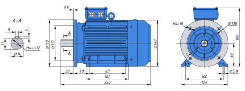 АИР63В4 0,37кВт 1500об/мин Электродвигатель IM 2081 (комбинированный) фото 2 АИР63В4 0,37кВт 1500об/мин Электродвигатель IM 2081 (комбинированный) фото 2