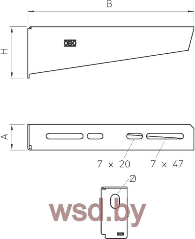Кронштейн MWA 12 31S FS настенный/опорный, L=310мм, конв. оцинк.. Фото N2