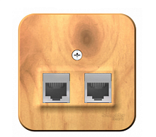 BLANCA Открытой Установки РОЗЕТКА двойная: компьютернаяRJ45, категория 5E + телефонная RJ11, 2M, ЯСЕНЬ (Schneider Electric) Systeme Electric