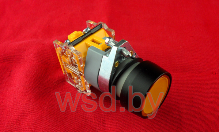 Кнопка плоская PB3E, желтая, без фиксации, без подсветки, 1NO, 6A 230VAC/24VDC, 22mm, IP65