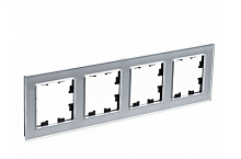 ATLASDESIGN NATURE 4-постовая РАМКА, СТЕКЛО АЛЮМИНИЙ (Schneider Electric) Systeme Electric