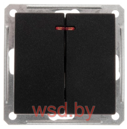 Выключатель 2-клавишный, с индикацией Wessen59 Schneider Electric VS510-251-6-86, Черный бархат
