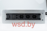 ORNO - Блок розеточный встраиваемый 2хRJ45 кат. 5e UTP + HDMI + 3x2P+E со шторками, с электроприводом, кабель 1,5м, 3680вт, алюминий