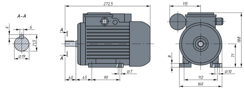 АИРЕ71B2  0,75кВт 3000об/мин Электродвигатель IM 1081 (лапы) фото 2
