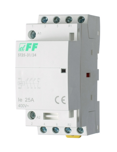 Контактор модульный Евроавтоматика F&F ST25-31/24, AC, 3NO+1NC, 4,0Вт, 2М Контактор модульный Евроавтоматика F&F ST25-31/24, AC, 3NO+1NC, 4,0Вт, 2М