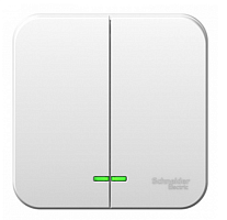 BLANCA Открытой Установки 2-клавишный выключатель с подсветкой, 10А, 250B, БЕЛЫЙ (Schneider Electric) Systeme Electric