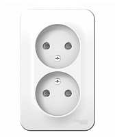 BLANCA Открытой Установки РОЗЕТКА двойная без заземления со шторками, 16А, 250В, БЕЛЫЙ (Schneider Electric) Systeme Electric