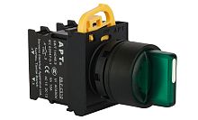 Переключатель APT PB3E, зеленый, I->0<-II, возврат, 2NO, 6A 230VAC/24VDC, с подсветкой без LED, 22mm, IP65 Переключатель APT PB3E, зеленый, I->0<-II, возврат, 2NO, 6A 230VAC/24VDC, с подсветкой без LED, 22mm, IP65