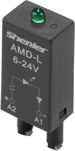 Модуль Shenler AMD-LD1N, красный LED+диод, 110_240VDC, поляризация +А1/-А2, черный, для SRU, SKF14, SKC, SKB, STB, SRC*-E, SRB, GZT, GZM, GZS, GZMB, ES32