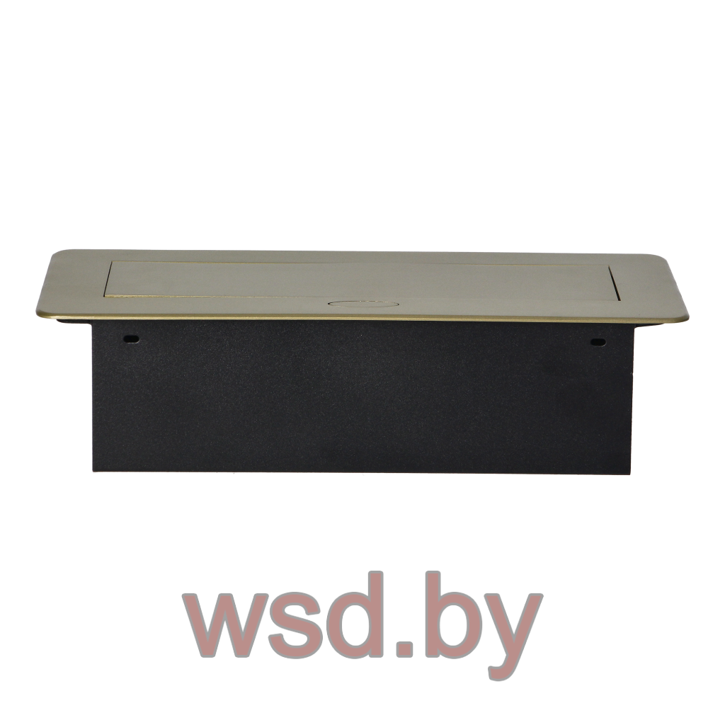 Блок розеточный встраиваемый 2хUSB 5V 2,1A + 2x2P+E со шторками, без кабеля, 3600вт, латуль. Фото N2