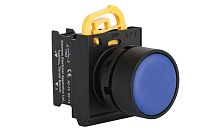 Кнопка плоская APT PB3E, синяя, без фиксации, без подсветки, 1NO, 6A 230VAC/24VDC, 22mm, IP65