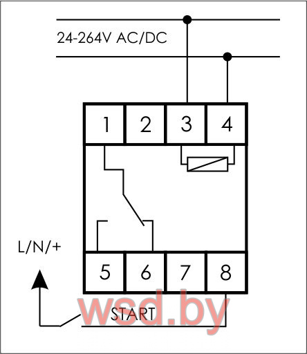 PCS-517 многофункциональное, цифровая индикация, вход управления, 2 модуля, монтаж на DIN-рейке 24-264В AC/DC 16А 1NO/NC IP20. Фото N2