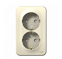 BLANCA Открытой Установки РОЗЕТКА двойная с заземлением со шторками, 16А, 250В, МОЛОЧНЫЙ (Schneider Electric) Systeme Electric