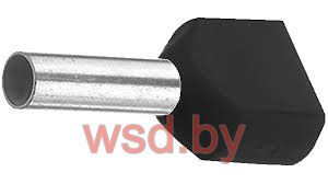 Каб. наконечник сдвоенный H6,0/25D ZH SW черный 2х6мм2, упаковка 100шт.