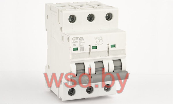 Автоматический выключатель GEYA GYM8-3P-40B, 3P, 40A, хар-ка B, 4,5kA, 3M