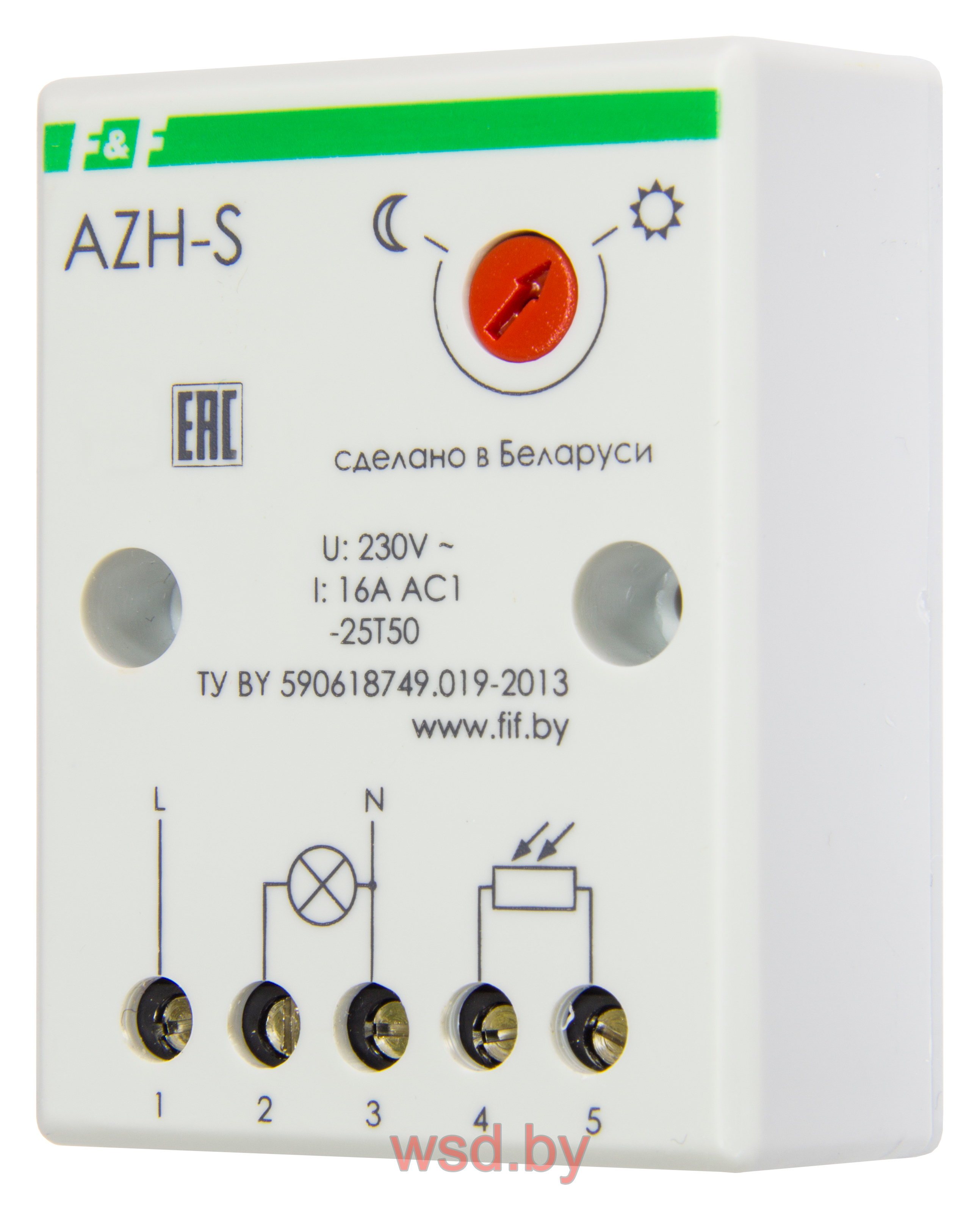 AZH-S PLUS выносной герметичный фотодатчик "PLUS", монтаж на плоскость 230В AC 16А  1NO IP20