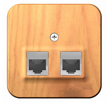 BLANCA Открытой Установки РОЗЕТКА двойная компьютерная RJ45, категория 5E, ЯСЕНЬ (Schneider Electric) Systeme Electric