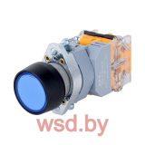 Кнопка плоская PB3E, синяя, с фиксацией, с подсветкой без LED, 1NO, 6A 230VAC/24VDC, 22mm, IP65