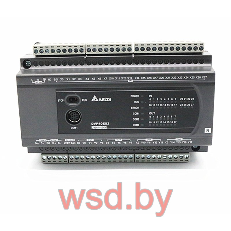 Программируемый логический контроллер DVP24ES200T, 16DI, 8TO, 100_240VAC, 16K шагов, RS232, RS485
