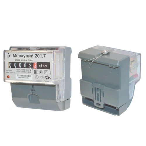 Счетчик электроэнергии 1-фазный "Меркурий 201.7" 230В, 5(60) А (акция)