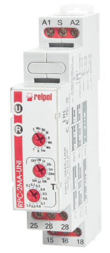 Реле времени Relpol RPC-2MA-UNI, 2CO, 8A(250VAC/24VDC), 12_240VAC/DC, 100ms_10d, 10 функций (E/Wu/Bp/Bi/R/Ws/Wa/Esa/B/T), 1M