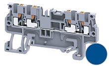Клемма проходная Connectwell CP1.5/4BU /3,5x66,9mm, push-in, 4 присоед., 1,5(max 2,5)mm2, 15A, 600V, синяя