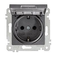 Розетка Mutlusan Rita 2P+E, с крышкой, антрацит Розетка Mutlusan Rita 2P+E, с крышкой, антрацит