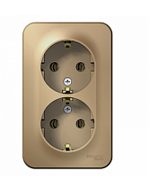 BLANCA Открытой Установки РОЗЕТКА двойная с заземлением без шторок, 16А, 250В, ТИТАН (Schneider Electric) Systeme Electric