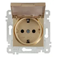 Розетка Mutlusan Rita 2P+E, с крышкой, золото доре