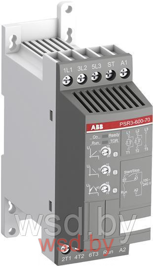 Устройство плавного пуска ABB PSR3-600-70, 1,5kW, 208_600VAC, 3,9А, U управление=100_240VAC. Фото N2